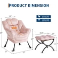thumbnail image 3 of Rosa velvet lazy chair con ottoman, 400lb capacity, lounge chair con folding footrest y side pocket, perfect para sala de estar y dormitorio, 3 of 7