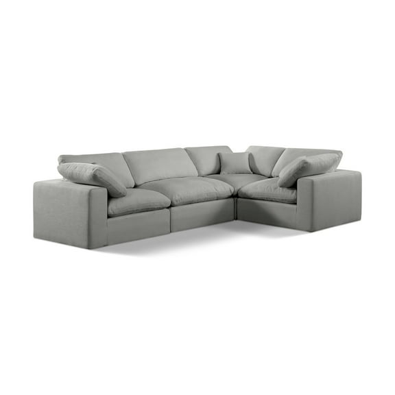 Meridian Furniture Comfy Grey Linen Textured Fabric 4-Pc. Modular Sectional