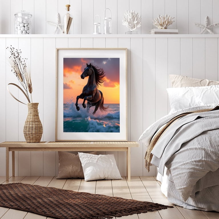 Horse Diamond Painting Kit For Adults - Full Drill 5D DIY Art, 12x16 Inch, Complete Set With Gems & Tools