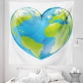 thumbnail image 1 of Earth Tapestry, Vibrant Globe of Earth in Heart Shape Love the World Care for Environment, Fabric Wall Hanging Decor for Bedroom Living Room Dorm, 5 Sizes, Pale Blue Lime Green, by Ambesonne, 1 of 1