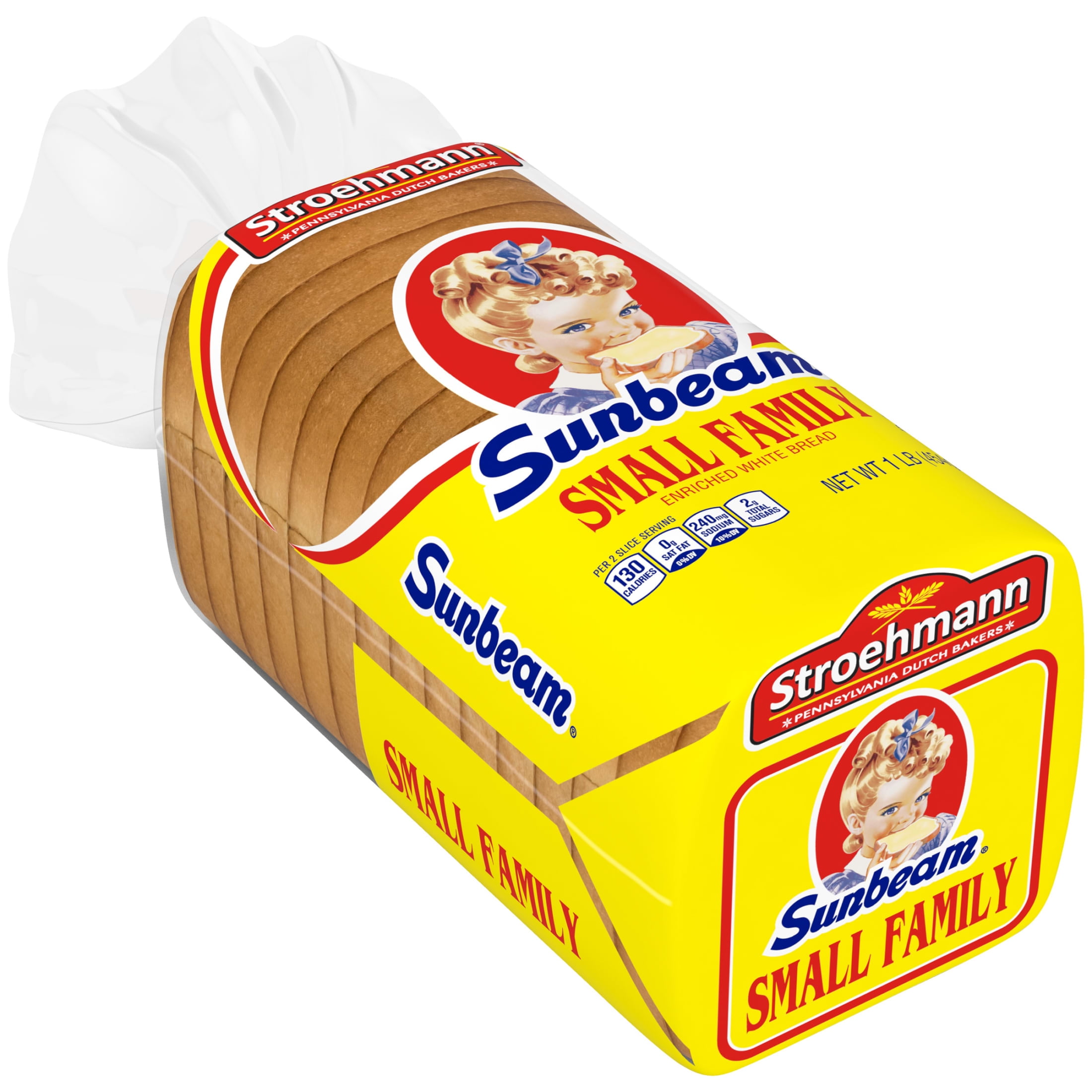 Sunbeam Small Family Bread, 16 oz, Plain White Bread, Bag