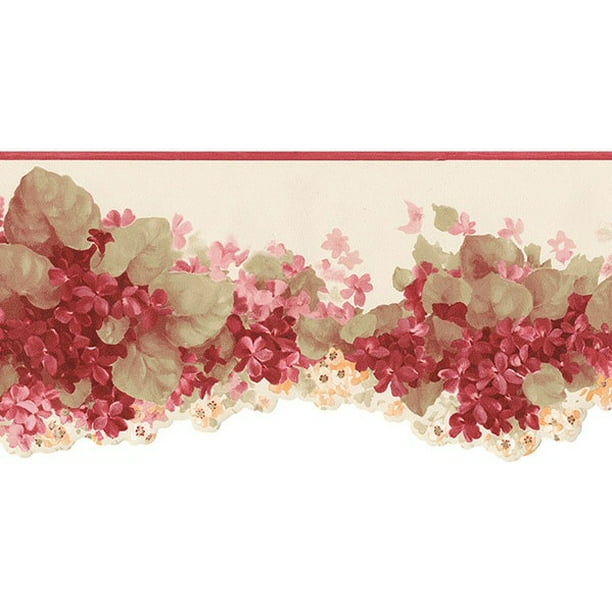 879121 Hydrangea Floral Wallpaper Border - Walmart.com - Walmart.com
