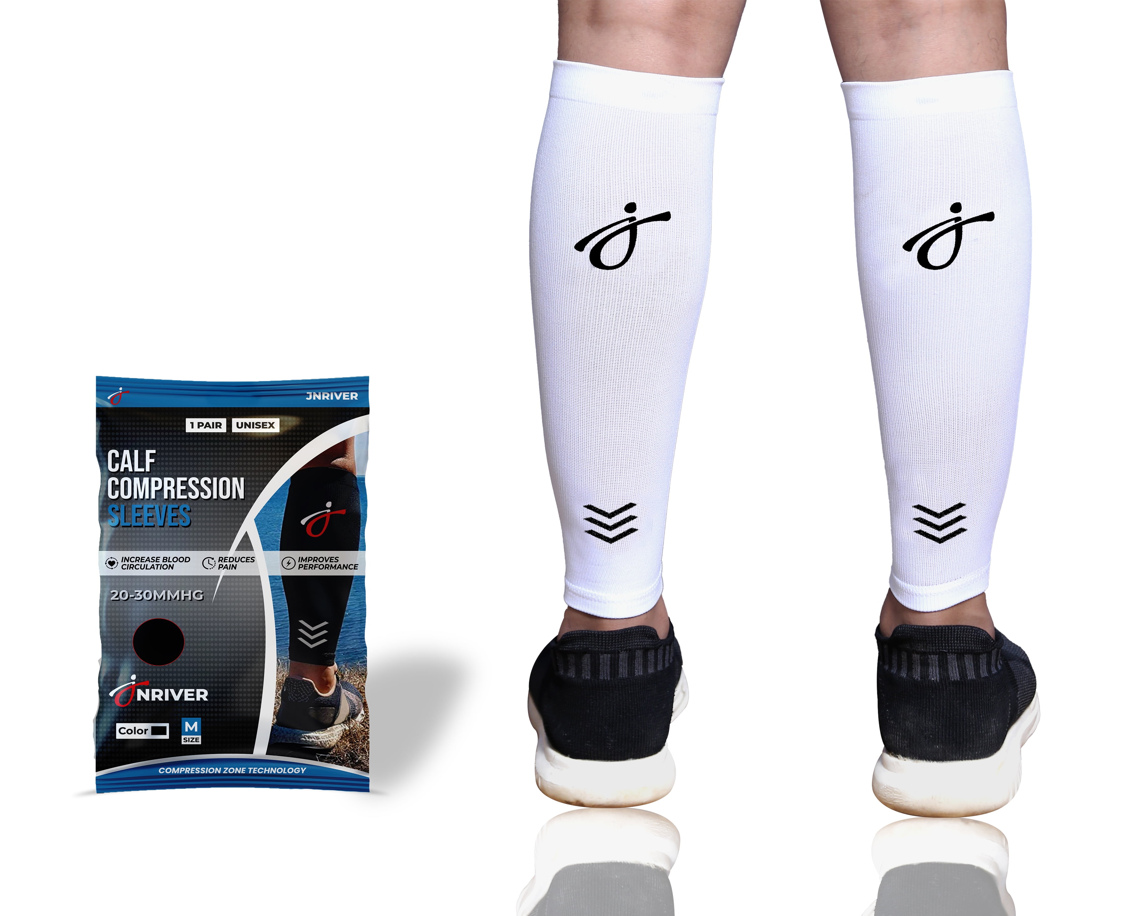JNRIVER Calf Compression Sleeves for Men and Women Unisex Leg Sleeve