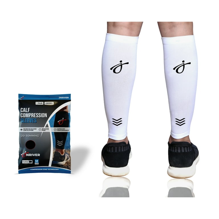 JNRIVER Calf Compression Sleeves for Men and Women - Unisex Leg Sleeve with Shin  Splints Support - Ideal for Leg Cramp Relief, Pregnancy, Varicose Veins,  Running - 20-30mmHg Leg Support Sleeves 