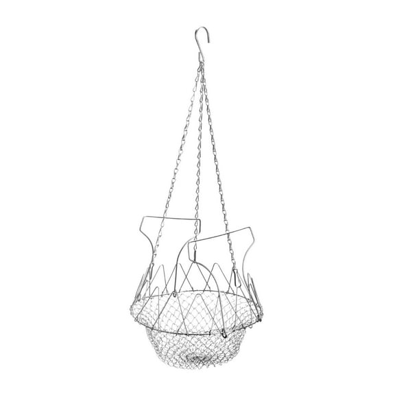 Vsenkes Hanging Chicken Feeder Basket Stainless Steel with Chain Mesh Bird Feeder Holder for Yard Patio Courtyard Porch
