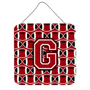 Letter G Football Red Black and White Wall or Door Hanging Prints