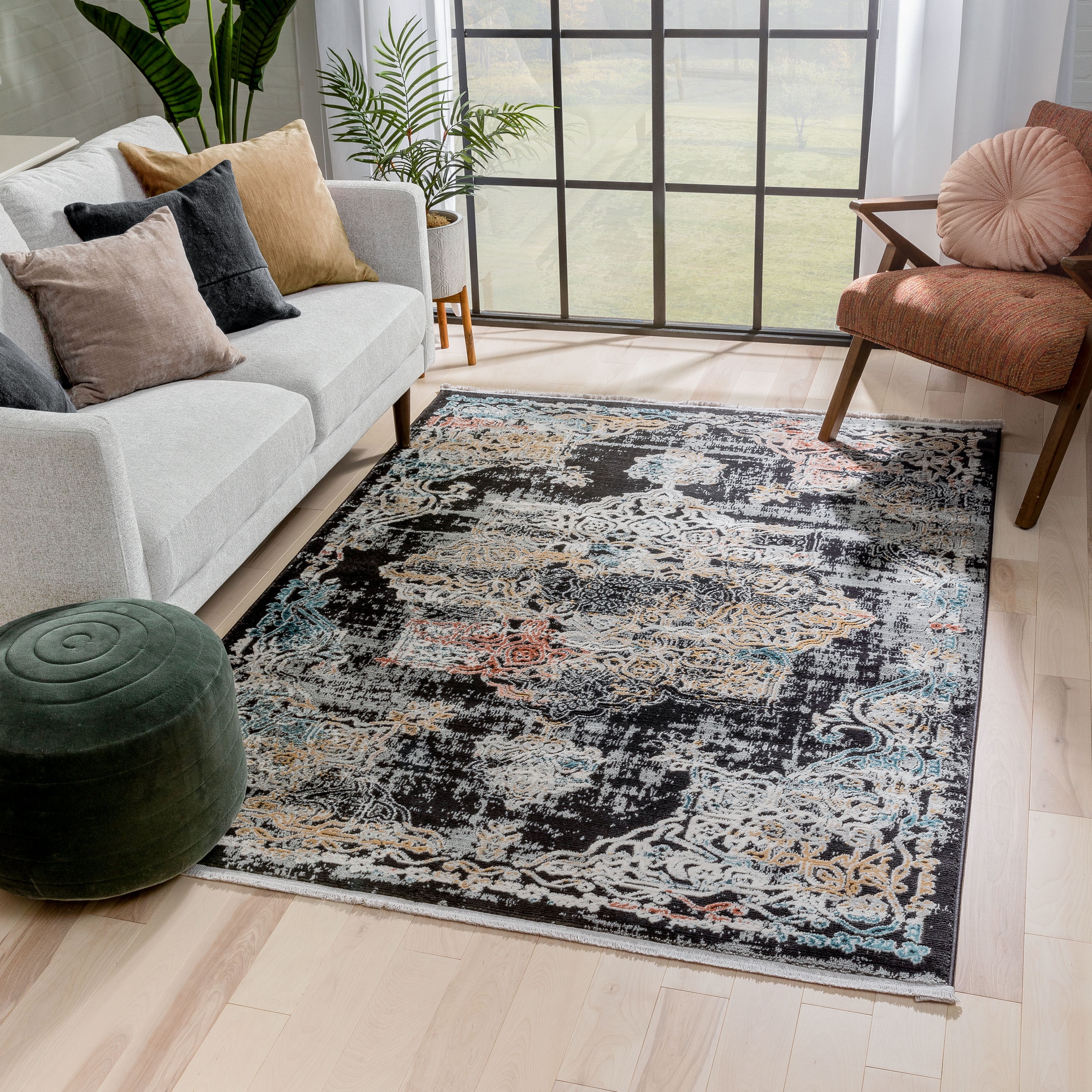 Traditional Rugs for Living Room Medallion Rugs Distressed Look Trending Now NEW 