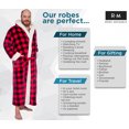thumbnail image 2 of Ross Michaels Mens Robe Big & Tall with Hood - Long Buffalo Plaid Plush Sherpa Lined Bathrobe with Shawl Collar (Red, Large/X Large), 2 of 2