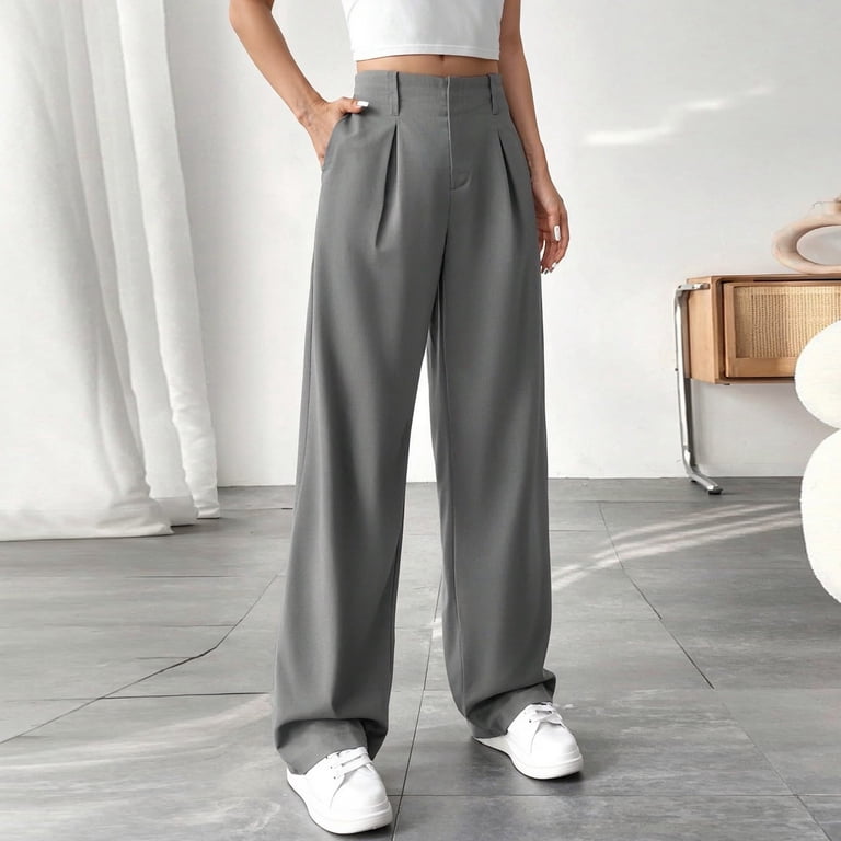 Tianiyouqing Twill Pants for Women Fall High Waisted Elastic Waist