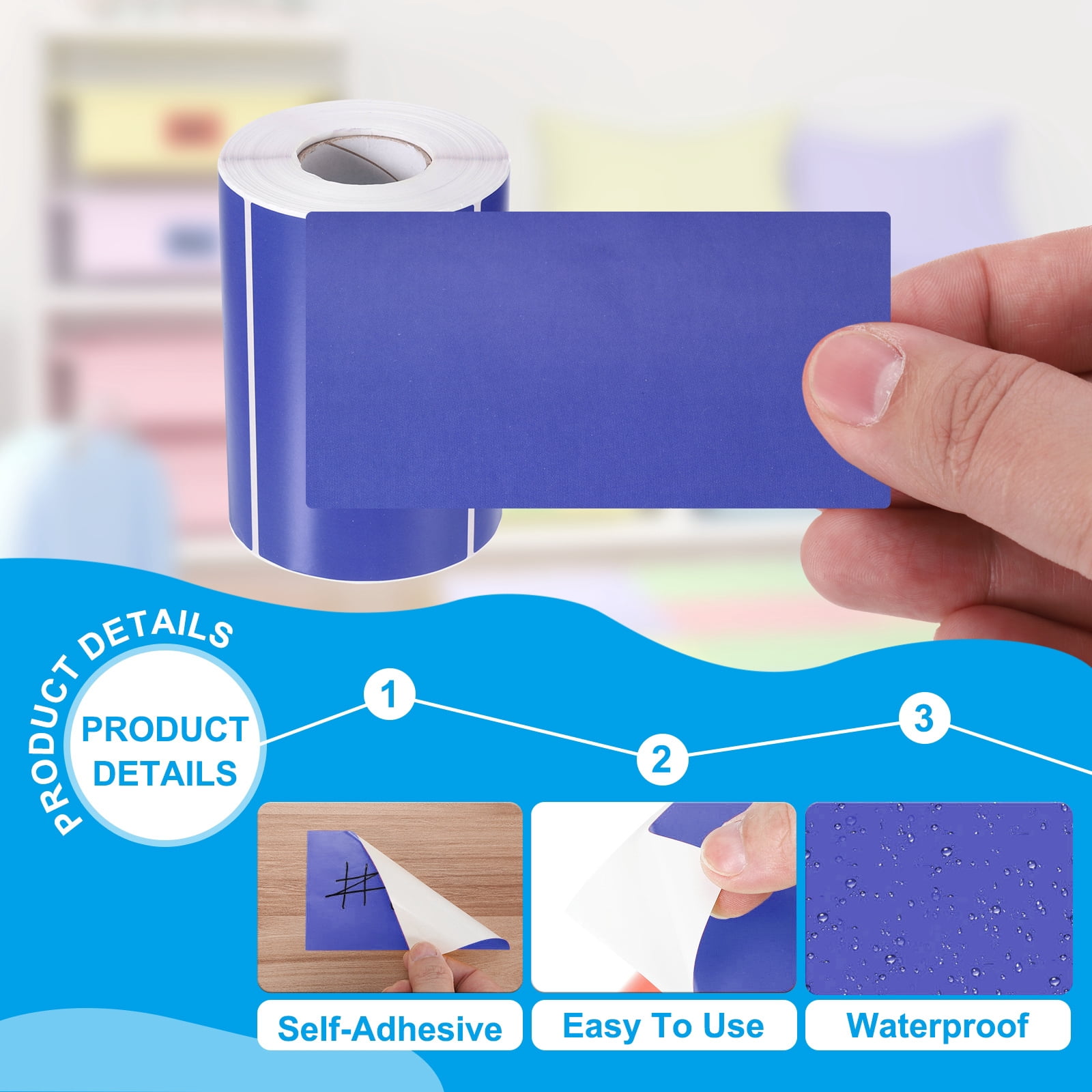 Uxcell Rectangular Color Coding Labels, 500 Pcs 5 x 3 Inch Rectangle Labels Sticker Self-Adhesive Name Tags, Dark Blue