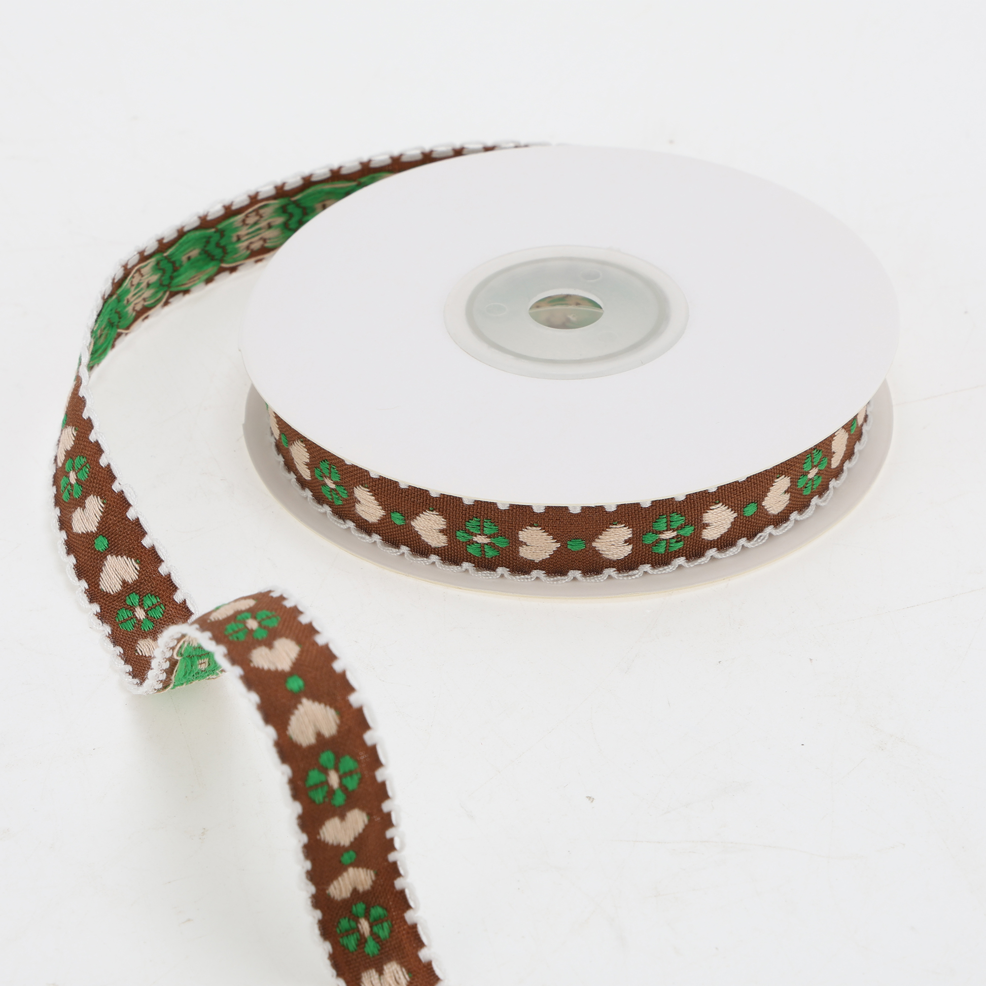 Unique Bargains 0.39"x29.53' Heart Flower Gift Ribbon for Crafting 1Pc Brown, Pink, Green