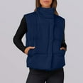 thumbnail image 6 of Xyxonk Womens Oversized Puffer Vest Stand Collar Full Zip Sleeveless Bubble Puffer Vest Quilted Padded Warm Coat Outwear,Dark Blue 2XL, 6 of 6