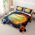 thumbnail image 3 of Castle Fairy Yellow Softball Twin Quilt Set,Sport Theme Twin Coverlet Set,Orange Red Blue, 3 of 7