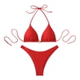 thumbnail image 2 of QUNYINEY 2 Piece Womens Bikini Set High Waisted Red Swimsuits Tummy Control Triangle Swimsuit Sets, 2 of 7