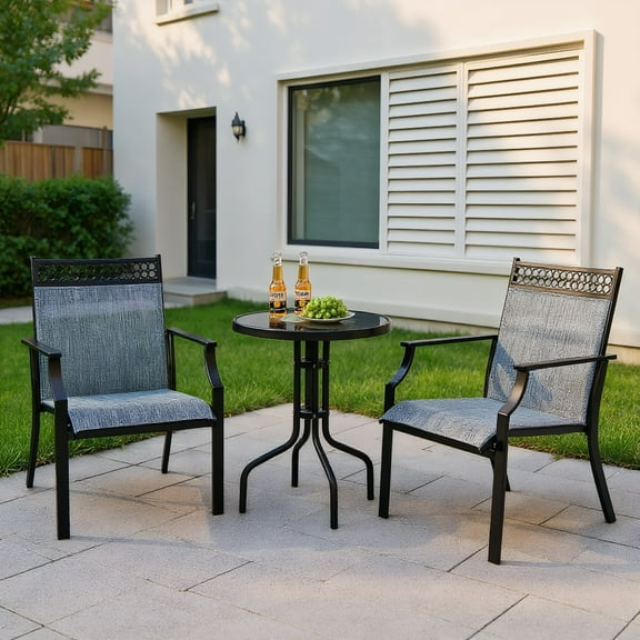 Resenkos Patio Chairs Set of 2 with All Weather Breathable Fabric, Patio Furniture Set, Patio Dining Chairs Set of 2 for Garden Outside, Blue