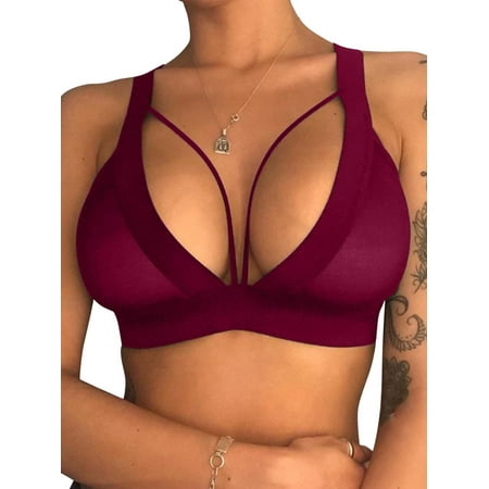 

JustVH Women s Wirefree Bra Mesh See-Through Bralette Underwear Lingerie