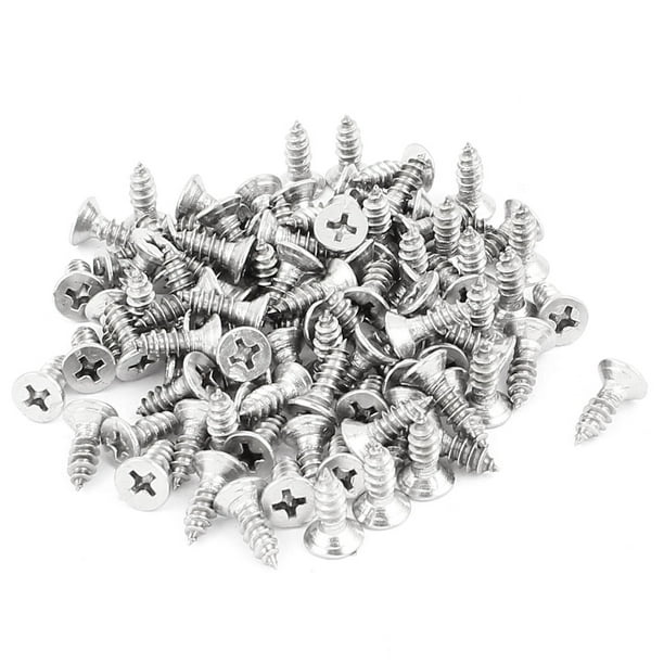 Tornillos autorroscantes de cabeza plana Phillips de 4.2 mm x 13 mm tono plateado, 100 piezas