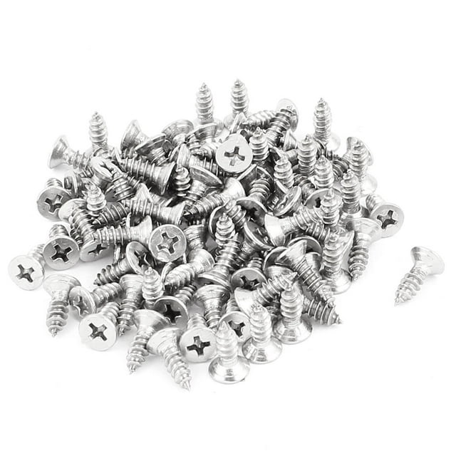 Tornillos autorroscantes de cabeza plana Phillips de 4.2 mm x 13 mm tono plateado, 100 piezas