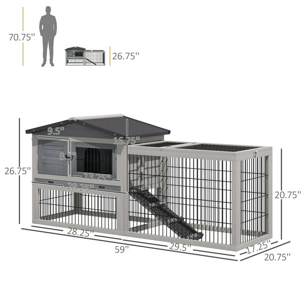 Buy Pawhut 40 Wooden Rabbit Hutch Small Animal House Pet Cage Online at  Low Prices in India 