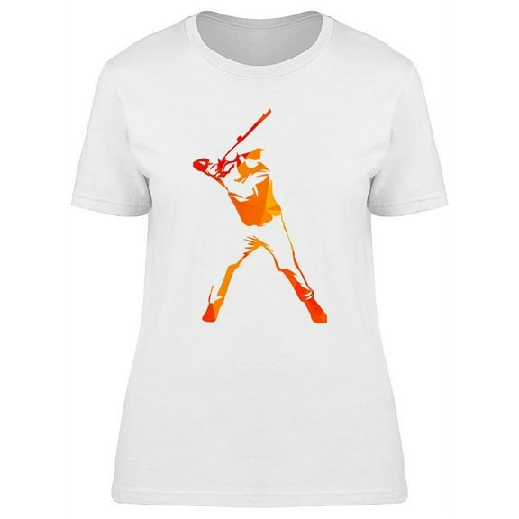 Abstract Orange Baseball Player T-Shirt Women -Image by Shutterstock, Female Large