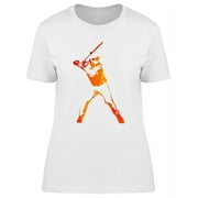 Abstract Orange Baseball Player T-Shirt Women -Image by Shutterstock, Female x-Large