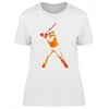 Abstract Orange Baseball Player T-Shirt Women -Image by Shutterstock, Female x-Large