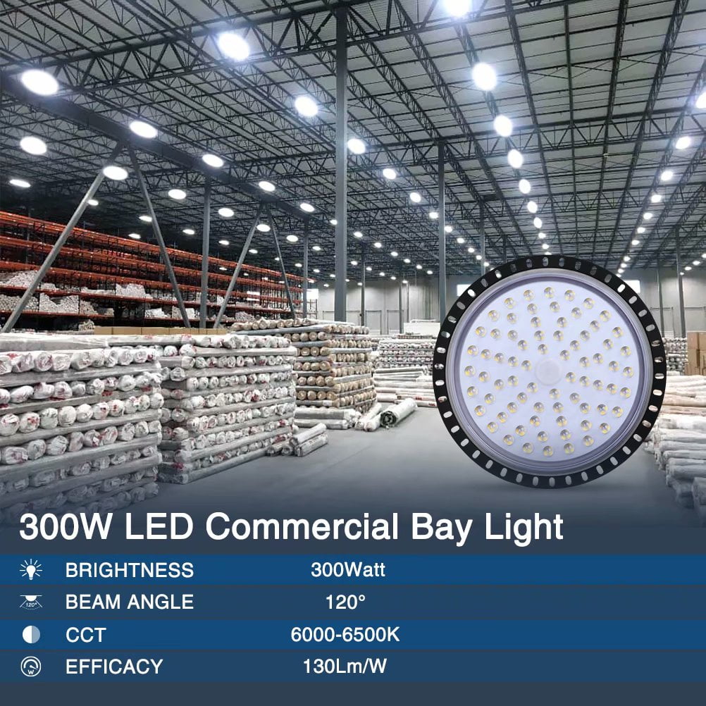 300W UFO LED High Bay Light Warehouse Industrial Garage Factory Lighting IP65 UK 