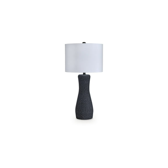 Signature Design by Ashley Maykins 33" Metal Table Lamp with Drum Shade, Black Textured Finish, 3-Way Switch
