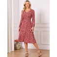 thumbnail image 4 of DARING DIVA Fall Long Sleeve Midi Floral Boho Dress S Red, 4 of 7