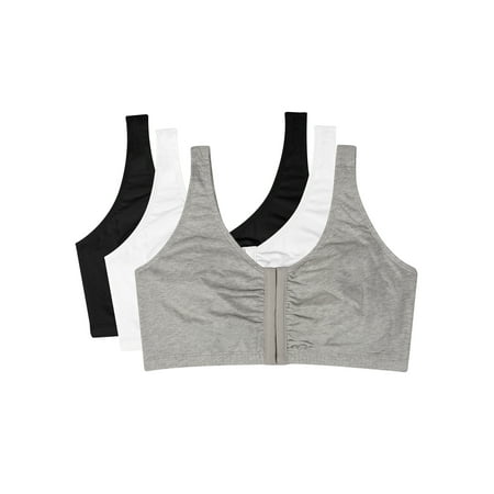 Womens Comfort Front Close Sports Bra, 3 Pack, Style (Best Sports Bra For Big Bust)
