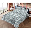 thumbnail image 4 of Ambesonne Wild Nature Fitted & Flat Sheet with Sham 3 Pcs Set, Exotics Jungle Abstract, Twin XL, White Dark Teal Seafoam, 4 of 5