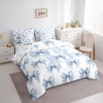 thumbnail image 4 of Feelyou Blue Princess Bowknot Twin Bedding Sets 7-Piece for Kids, Initial B Letter Bedding Comforter Set, Watercolor Ribbon Reversible Sheet Sets, Luxury Bedroom Decor, 4 of 9