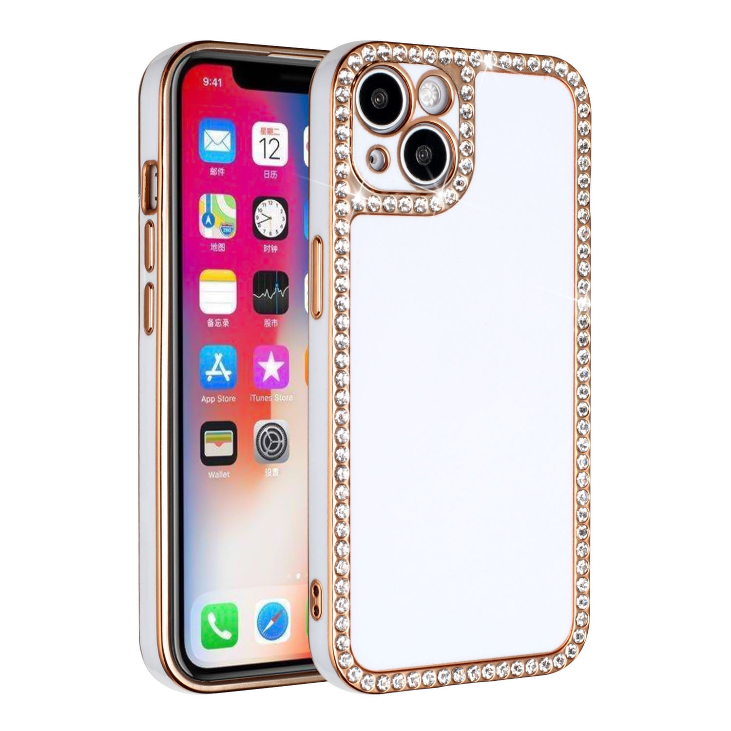 For Apple Iphone 11 Xi6 1 Chrome Big Diamond All Around Tpu Case Cover Rose Gold Walmart Com