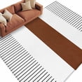 thumbnail image 2 of Boho Brown Washable Living Room Rugs 5'x7', Striped Tribal Farmhouse Style Low Pile Throw Large Area Rugs Non-Slip Sturdy Edge Binding Carpet for Dining Room Bedside Kitchen, 2 of 9