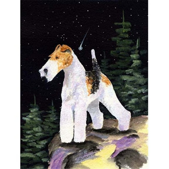 Starry Night Fox Terrier Flag - Garden Size, 11 x 15 in.
