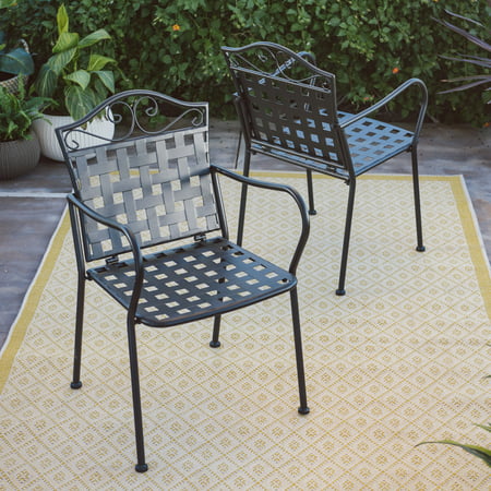 Belham Living Capri Wrought Iron Bistro Patio Dining Chairs by Woodard - Set of