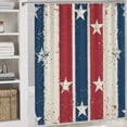 thumbnail image 5 of 4 Pcs Shower Curtain Sets with Non-Slip Rugs Toilet Lid Cover And Bath Mat Stars And Stripes Red White Blue Waterproof Fabric Bath Curtains Independence Labor Day for Bathroom Decor Sets, 5 of 8