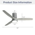 thumbnail image 6 of Sofucor 52" Flush Mount Ceiling Fan with Dimmable Light and Remote Control, 3 Blades W/ Reverse Airflow, Grey, 6 of 10