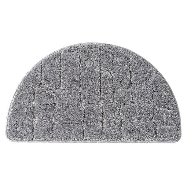 Ounissouiy Alfombrilla de baño, alfombra suave, alfombrilla semicircular de microfibra para puerta, alfombra esponjosa absorbente de agua y antideslizante Decoración del hogar gris 40x68cm Ounissouiy HA7267-01B