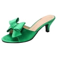 thumbnail image 6 of Kitten Heels for Women Open Round Toe Classic Bow Sandals Slip on Mules Wedding Party Dressy Summer Comfortable Shoes Green Size 8, 6 of 6