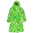 thumbnail image 2 of Minecraft Men's Pixelated Creeper Soft Fleece Hooded Dressing Gown Bathrobe, 2 of 7