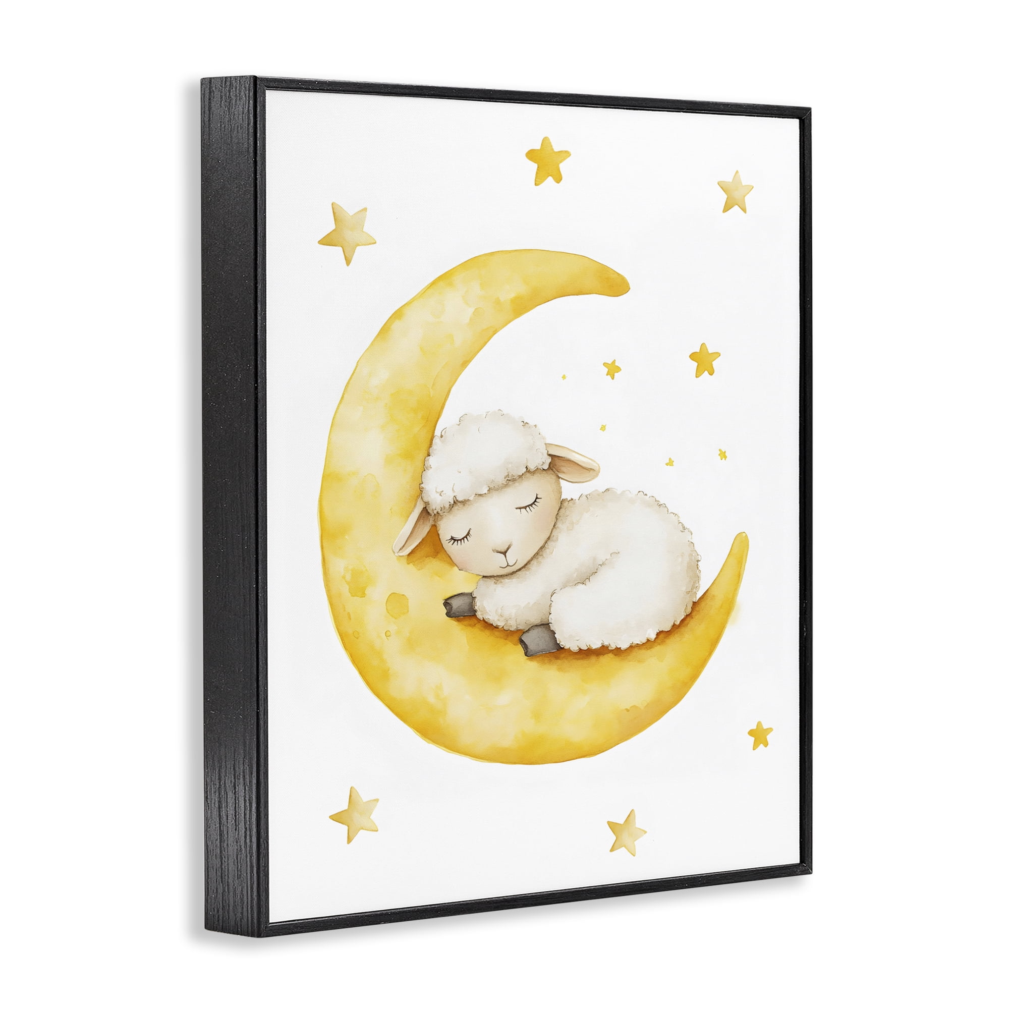 Stupell Industries Sleeping Sheep on Yellow Moon Black Framed Giclee Art, design by LSR Design Studio