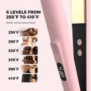 Goolioo Hair Straightener, 1 Inch Ionic Flat Iron Hair Straightener and Curler 2 in 1, Pink