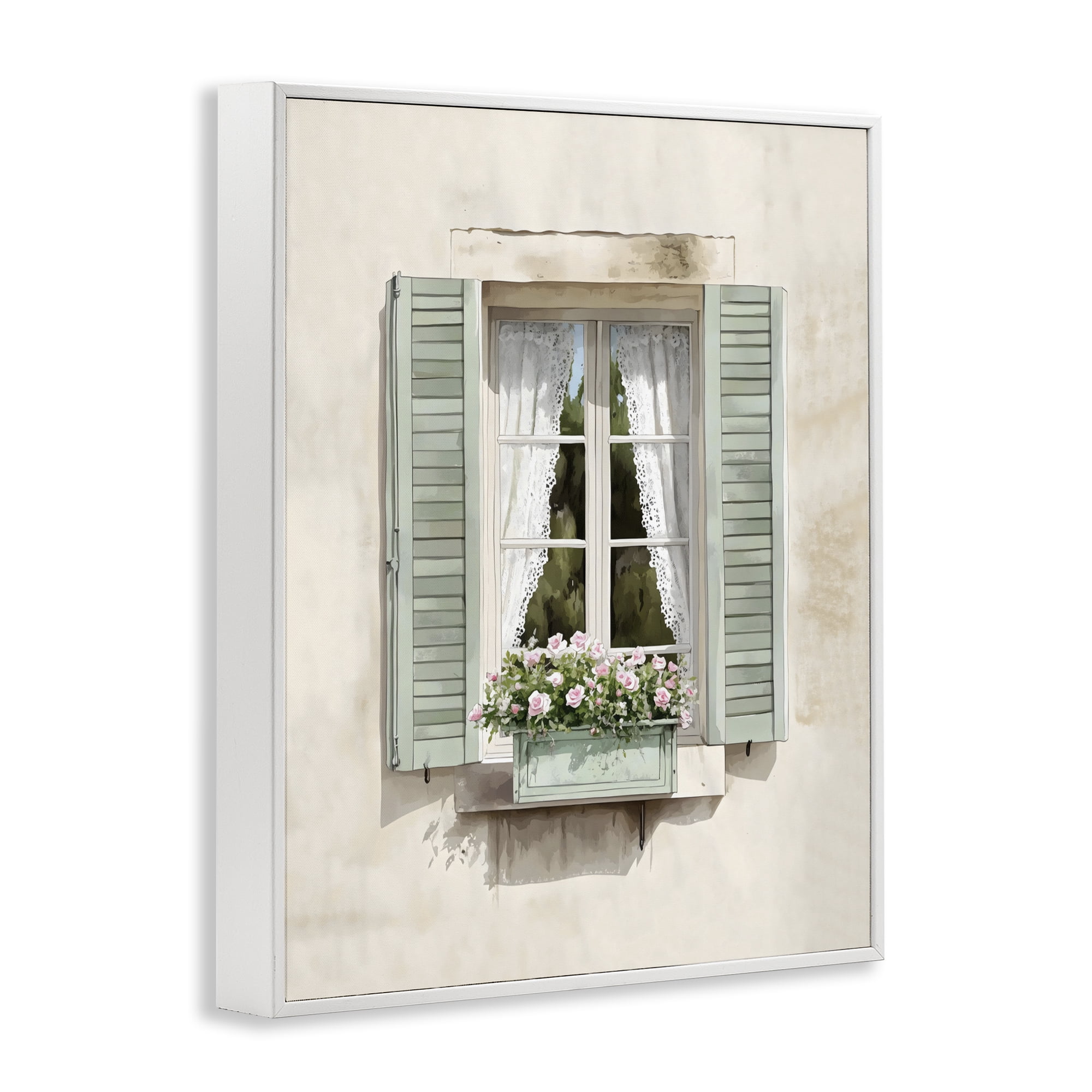 Stupell Industries French Cafe Window Curtains White Framed Giclee Art, design by LSR Design Studio