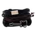thumbnail image 1 of Pulsera de cuero tejida para mujer, conjunto de pulseras vintage, pulseras de aleación con guitarra, 1 of 5