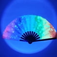 thumbnail image 2 of Soumake Folding Fan Colorful Holographic Rave Fan Bamboo Ribs Hand Fan Decorative Gifts For Festival Dancing Party Household, 2 of 8