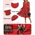 thumbnail image 6 of CASSIE LIZ Dresses for Women Plus Size 2X Casual Red Plaid Fall Sundresses Fashion Midi Elastic Waist Dresses Long Sleeve Elegant V Neck Loose Fit Winter Dress With Pocket 2XL 18W 20W, 6 of 7
