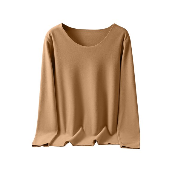 Women's Fashion Solid Color Long Sleeve Round-Neck Blouses Button Leisure