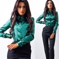 thumbnail image 2 of Gibobby Blusas De Manga Larga Para Mujer Camisa Tops Botón de Blusa casual Mujer Blusa de manga larga para mujer（Verde， S), 2 of 5