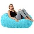 thumbnail image 2 of Jaxx Sofa Saxx Bean Bag Couch - 4 Foot - Faux Fur, Maui Turquoise, 2 of 4